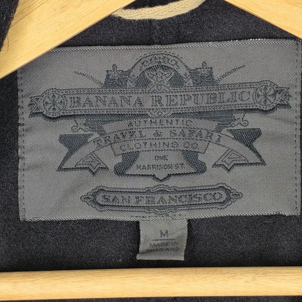 BANANA REPUBLIC TRAVEL & SAFARI 100% WOOL FIELD JACKET – BLACK – SIZE MEDIUM